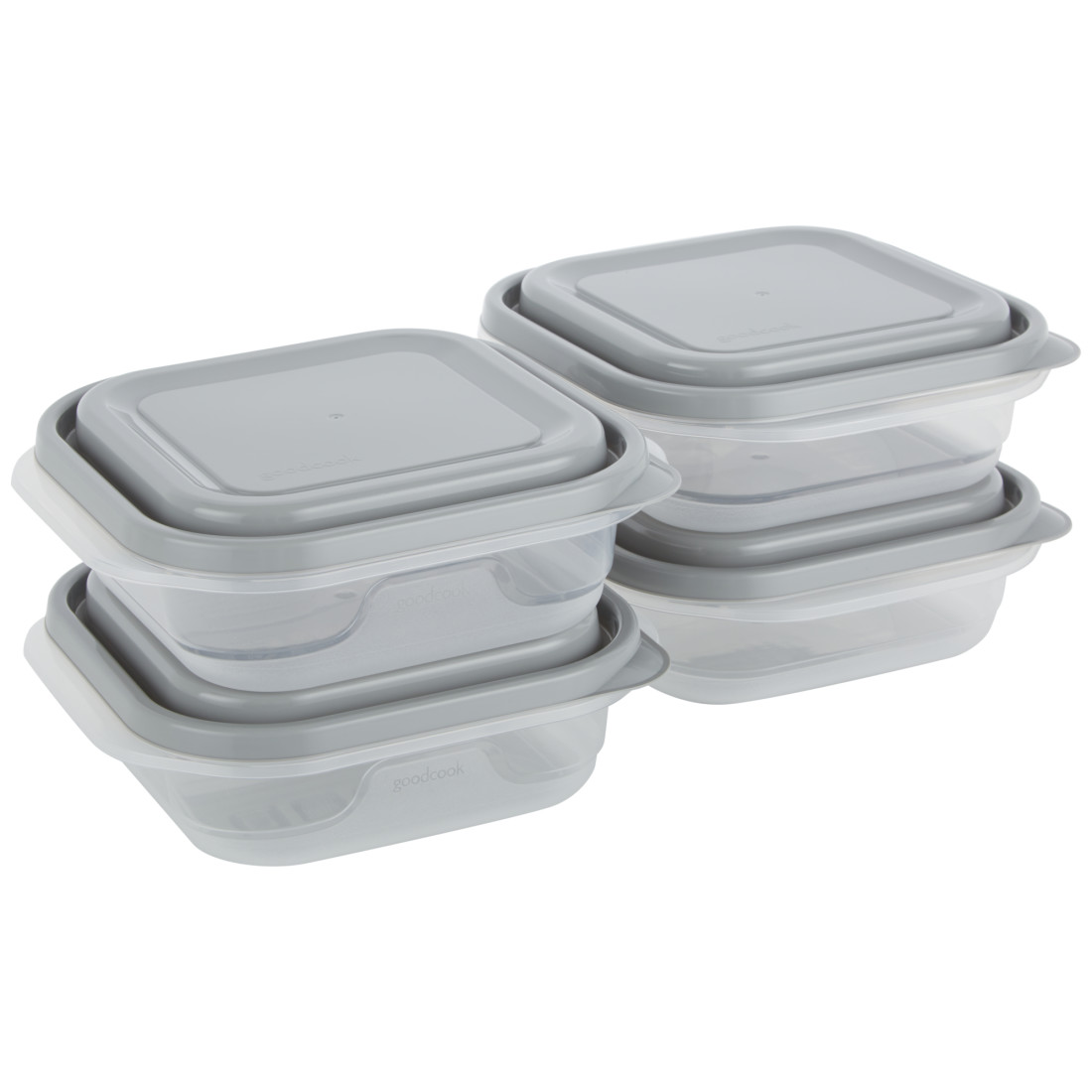 GoodCook 2 Compartment Meal Prep Containers & Lids, Black / Clear