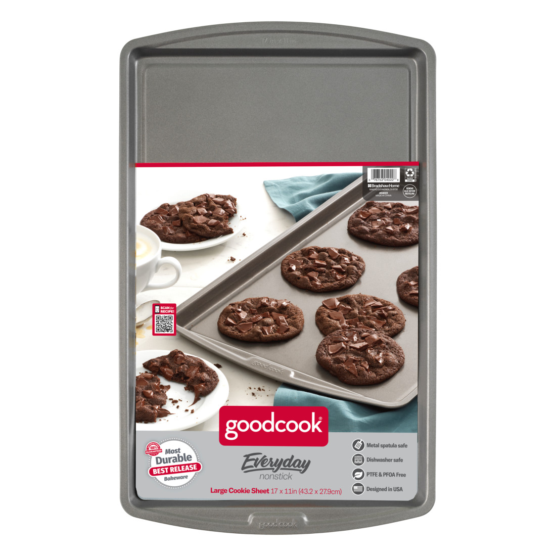 GoodCook Dishwasher Safe Nonstick Steel Cookie Sheet, 11'' x 17'', Gray